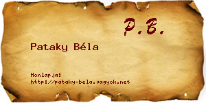 Pataky Béla névjegykártya
